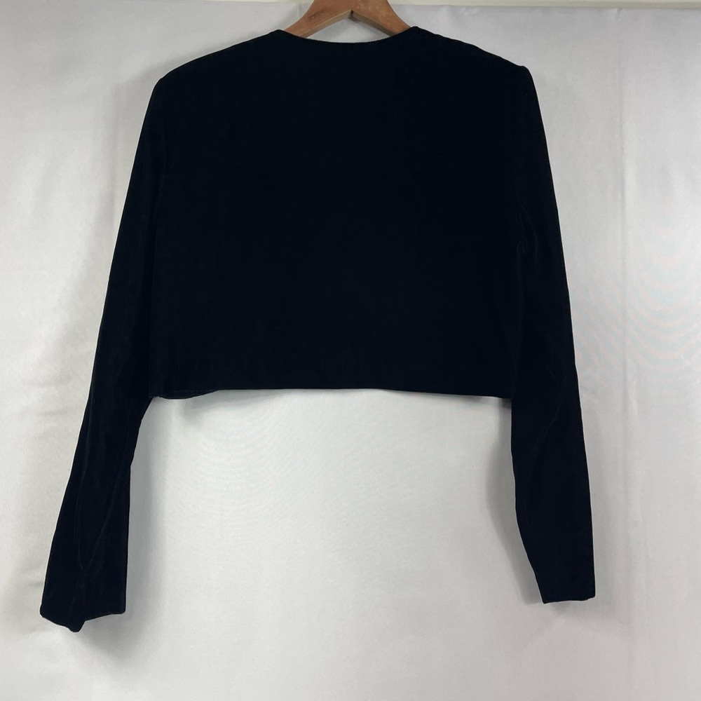 VTG Velvet Bolero Jacket Black LG Classy Neutral Formal Maurice’s 90s Y2K Goth - Picture 2 of 13